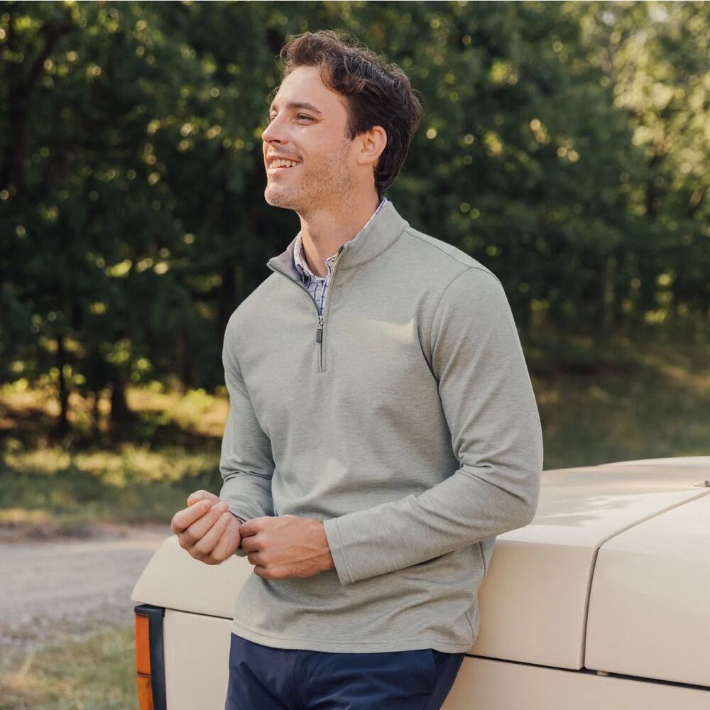 Mizzen + Main ProFlex Quarter Zip Sage Green Heather Size M